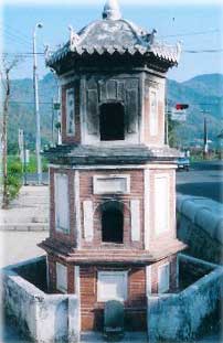 photo of 'pavilion' used for burning paper with writing on it