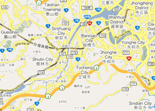 map of Taipei area, with names as shown above