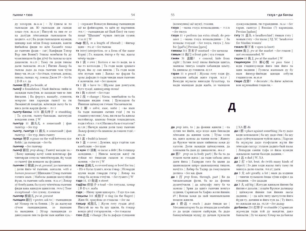 Dungan-English Dictionary sample page spread